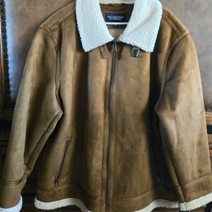Roundtree & Yorke Brown Shearling Bomber Jacket
